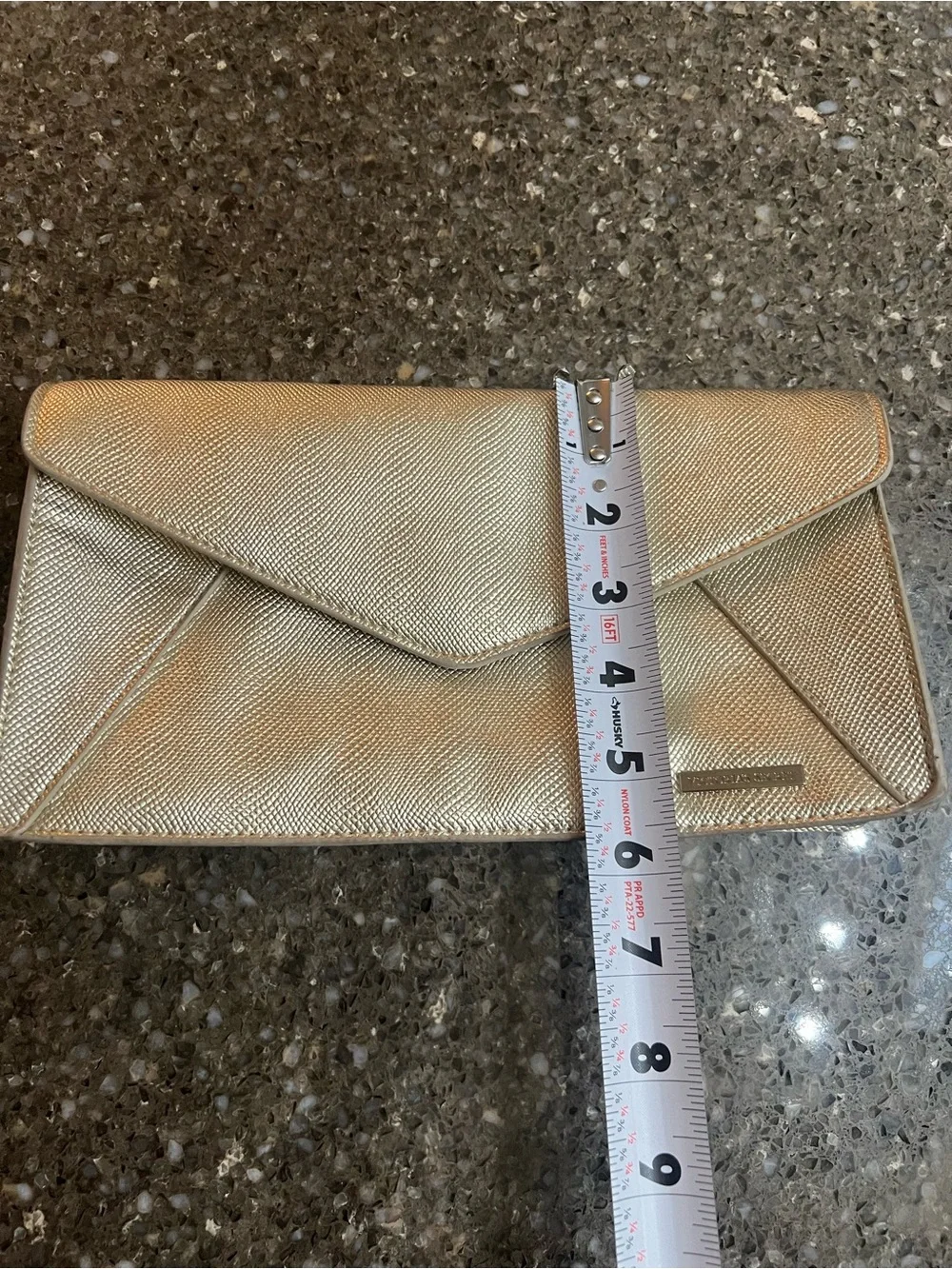 Victoria's Secret Textured Metallic Gold Envelope Clutch or Makeup Bag EUC VS